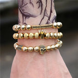Crown Hexagon Strip Skull Mental Paved Rhinestone Bracelet