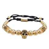 Crown Hexagon Strip Skull Mental Paved Rhinestone Bracelet