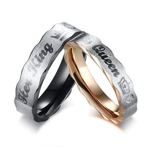 CZ Stone Wedding Rings Set Stainless Steel Couple Band Jewelry Gift