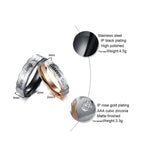 CZ Stone Wedding Rings Set Stainless Steel Couple Band Jewelry Gift