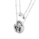 Crown & Interwined Hearts Pendant Necklace With Charms