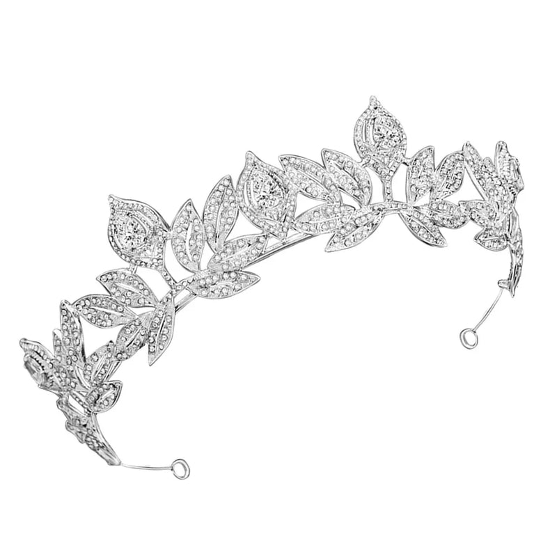 Zircon Leaf Bridal Wedding Tiaras Alloy Bridal Crown