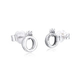 Crown Letter O Stud Earrings 925 Sterling Silver Jewelry Girls Autumn