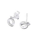 Crown Letter O Stud Earrings 925 Sterling Silver Jewelry Girls Autumn