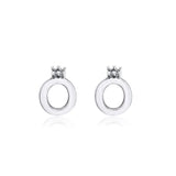 Crown Letter O Stud Earrings 925 Sterling Silver Jewelry Girls Autumn