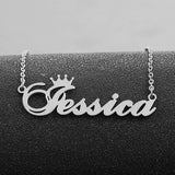 Crown Name Necklace for Women Personalized Nameplate Chain Necklaces