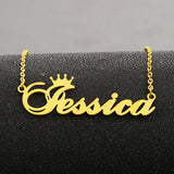 Crown Name Necklace for Women Personalized Nameplate Chain Necklaces