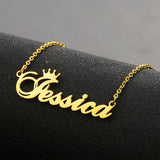 Crown Name Necklace for Women Personalized Nameplate Chain Necklaces