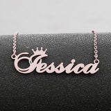Crown Name Necklace for Women Personalized Nameplate Chain Necklaces