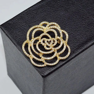 Crystal Camellia Brooches Hijab Pin Girls Gift Accessories