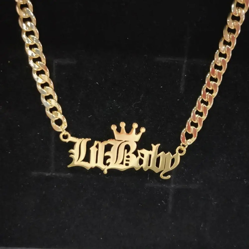 Crown Name Necklace 5MM Cuban Chain Letter Necklace Personalized Gift