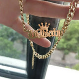 Crown Name Necklace 5MM Cuban Chain Letter Necklace Personalized Gift