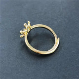 Adjustable Crown Ring Base Mounting for Pearl Beads