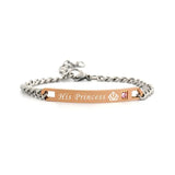 Crown Princess Rhinestone Steel Couple Bracelets Gift Bijouterie