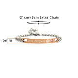 Crown Princess Rhinestone Steel Couple Bracelets Gift Bijouterie