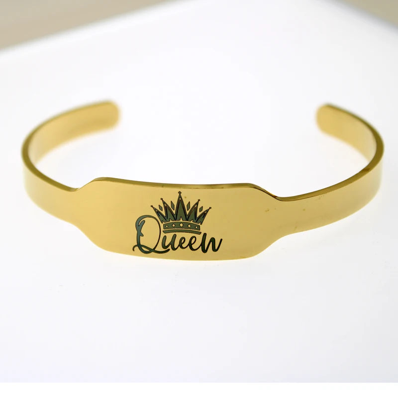 Crown Queen Bangles Stainless Steel Cuffs High Polish Bracelet