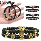 Crown Rhombus Charm Bracelet Sets Micro Pave Cubic Zirconia Stone Beads