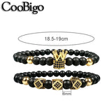 Crown Rhombus Charm Bracelet Sets Micro Pave Cubic Zirconia Stone Beads