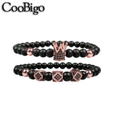 Crown Rhombus Charm Bracelet Sets Micro Pave Cubic Zirconia Stone Beads