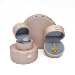 Crown Ring Earring Pendant Box PU Leather Jewelry Display