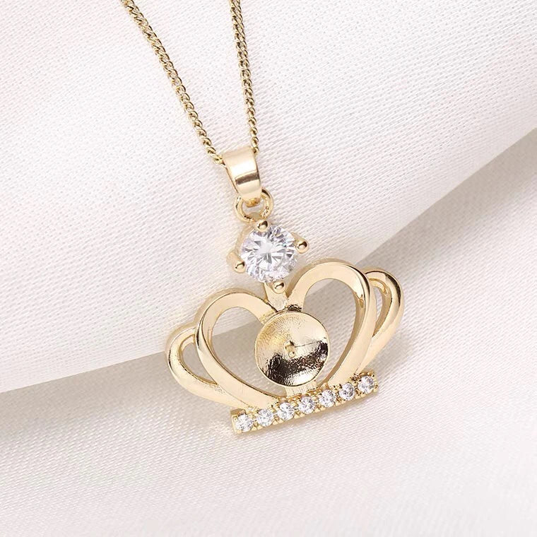 Crown Style Pendant Mount Base for 8-9mm Pearls Stones Beads