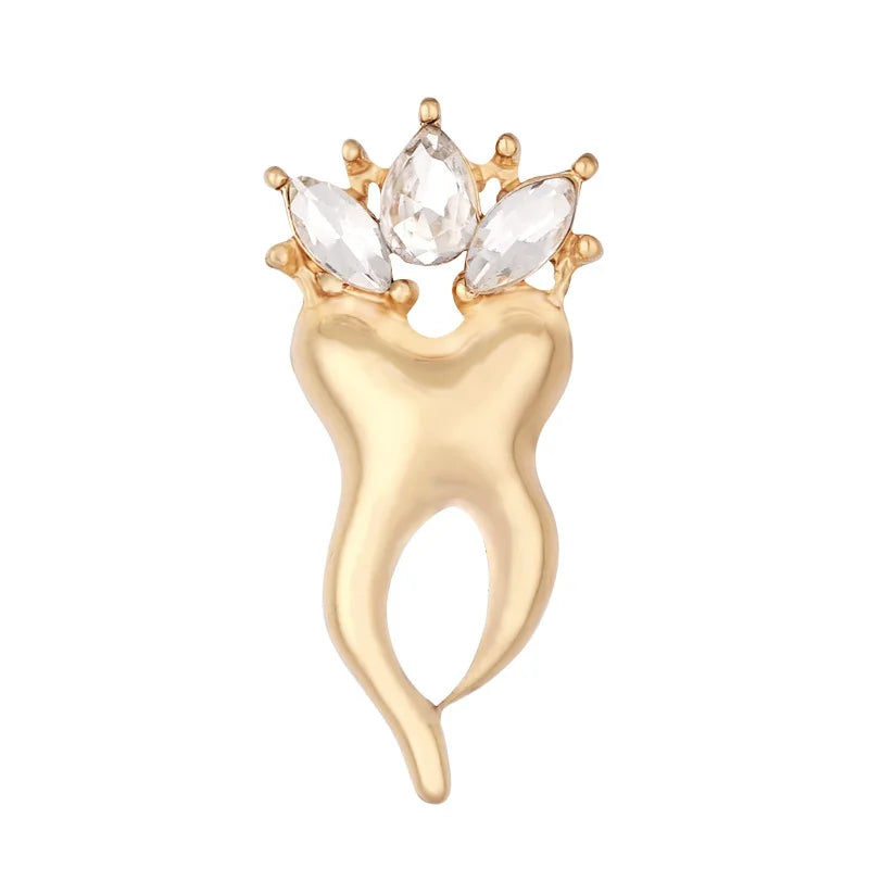 Crown Teeth Crystal Brooch Dental Lapel Pin