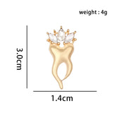 Crown Teeth Crystal Brooch Dental Lapel Pin