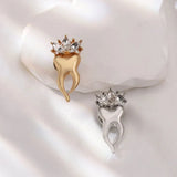 Crown Teeth Crystal Brooch Dental Lapel Pin