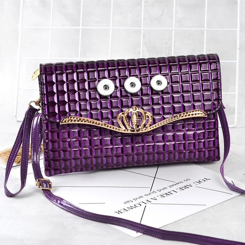 Crown PU Leather Snap Button Jewelry Bag For Women