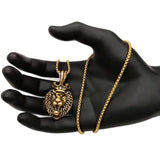 Crown Lion Pendant Necklace Stainless Steel Roaring Lion Charm Hip Hop Jewelry