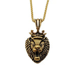 Crown Lion Pendant Necklace Stainless Steel Roaring Lion Charm Hip Hop Jewelry