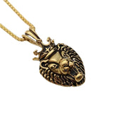 Crown Lion Pendant Necklace Stainless Steel Roaring Lion Charm Hip Hop Jewelry