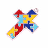 Autism Awareness Crucifix Charm Necklace Pendant Hope Cross Religious Jewelry