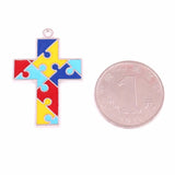 Autism Awareness Crucifix Charm Necklace Pendant Hope Cross Religious Jewelry