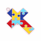 Autism Awareness Crucifix Charm Necklace Pendant Hope Cross Religious Jewelry