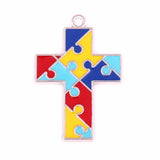 Autism Awareness Crucifix Charm Necklace Pendant Hope Cross Religious Jewelry