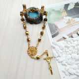 Saint Benedict Cross Bracelet Crystal Beads Rosary