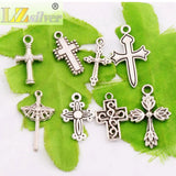 Crucifix Cross Spacer Charm Beads 24pcs 8 styles Alloy Pendants DIY