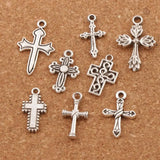 Crucifix Cross Spacer Charm Beads 24pcs 8 styles Alloy Pendants DIY