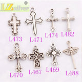 Crucifix Cross Spacer Charm Beads 24pcs 8 styles Alloy Pendants DIY