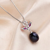 Natural Freshwater Pearl Pendant 925 Sterling Silver Necklace