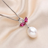 Natural Freshwater Pearl Pendant 925 Sterling Silver Necklace