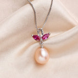 Natural Freshwater Pearl Pendant 925 Sterling Silver Necklace