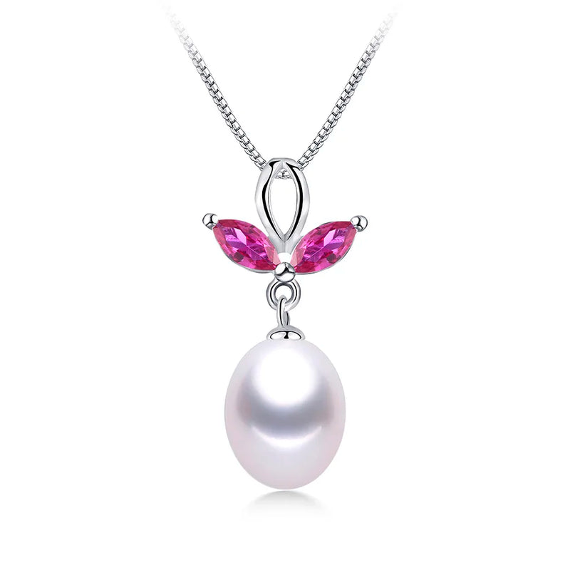 Natural Freshwater Pearl Pendant 925 Sterling Silver Necklace