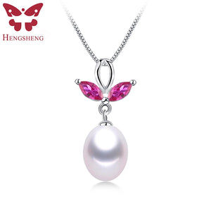 Natural Freshwater Pearl Pendant 925 Sterling Silver Necklace