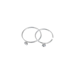 Crystal 925 Sterling Silver Hoop Nose Ring Thin Nose Piercing Women Men