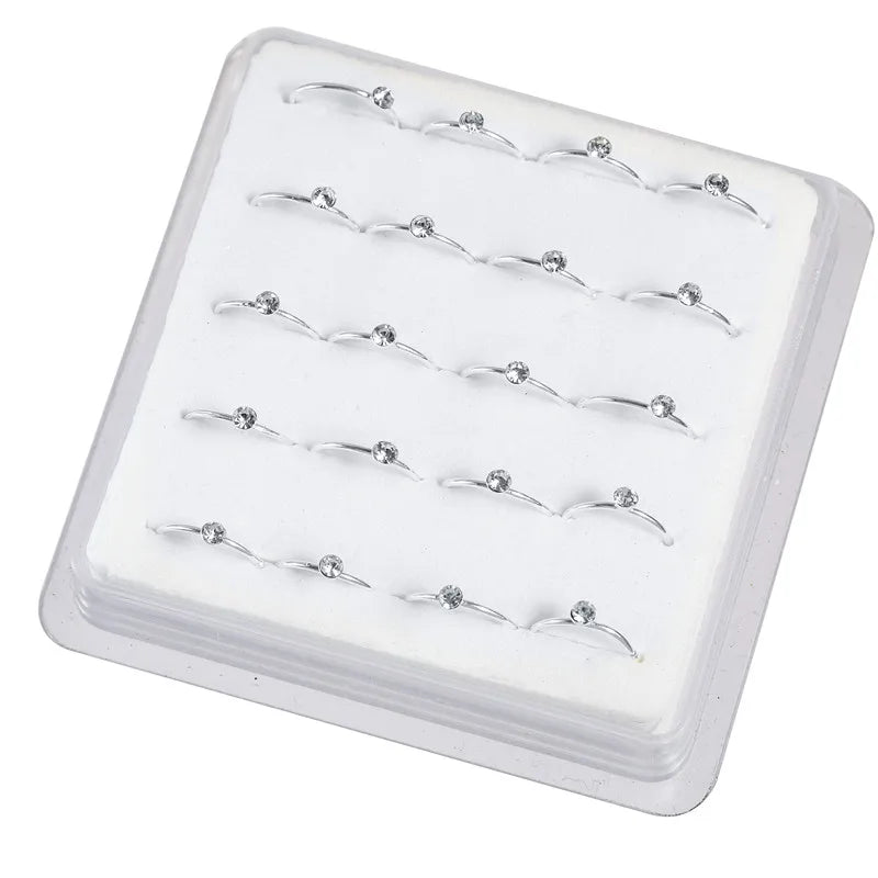 Crystal 925 Sterling Silver Hoop Nose Ring Thin Nose Piercing Women Men