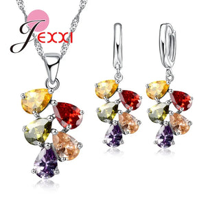 Crystal 925 Silver Jewelry Set For Women Gift