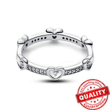 Crystal 925 Sterling Silver Hearts Ring Wedding Band