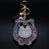 Crystal Owl Keychain Nighthawk Key Ring Rhinestone Car Bag Accessories